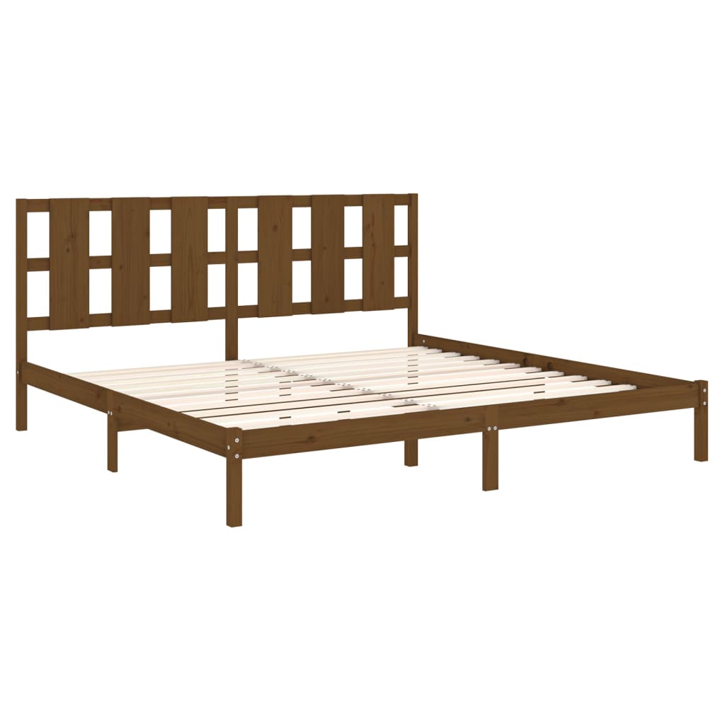 Sengeramme honningbrun heltre furu 200x200 cm