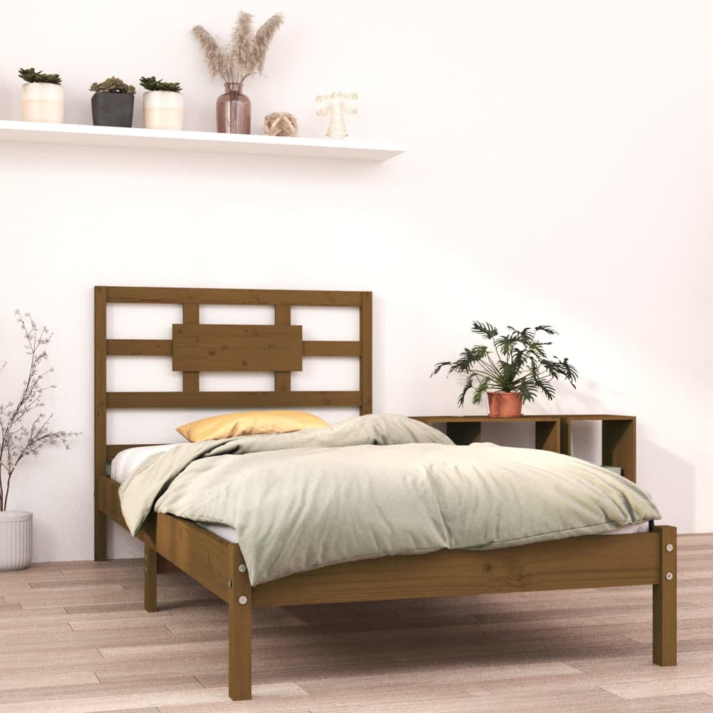Sengeramme honningbrun heltre 100x200 cm