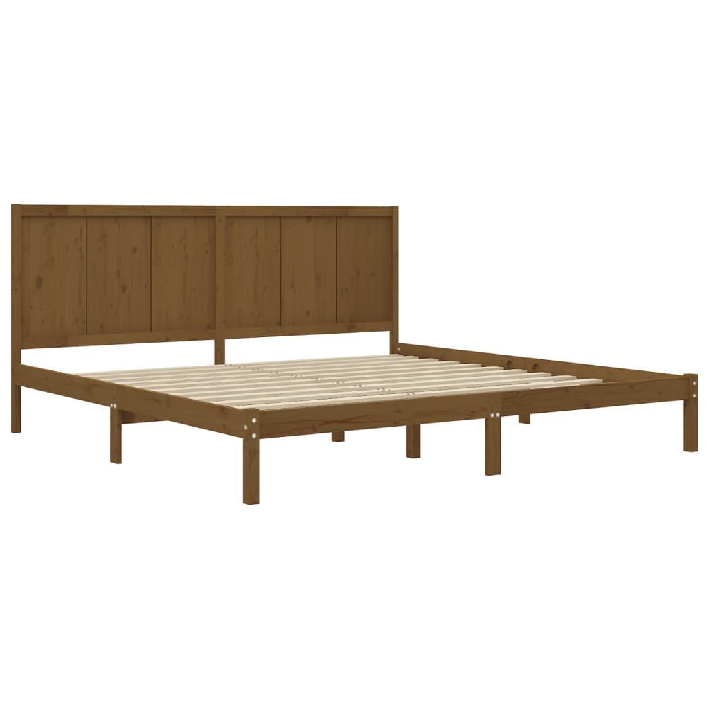 Sengeramme honningbrun heltre furu 200x200 cm