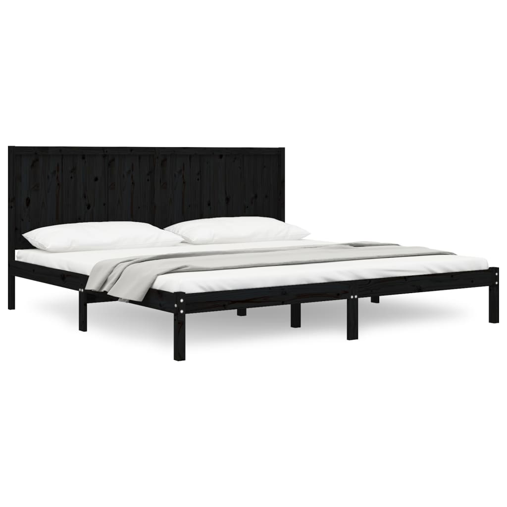 Sengeramme svart heltre furu 200x200 cm