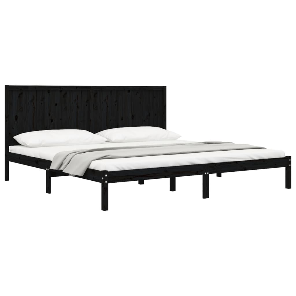Sengeramme svart heltre furu 200x200 cm