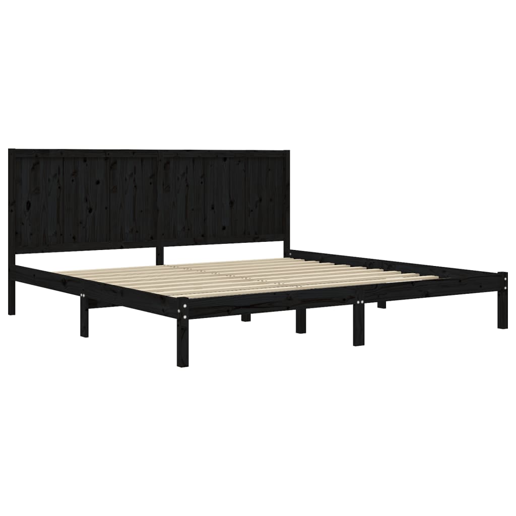 Sengeramme svart heltre furu 200x200 cm