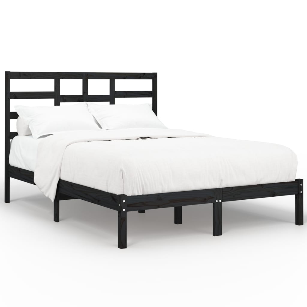 Sengeramme svart heltre 140x190 cm