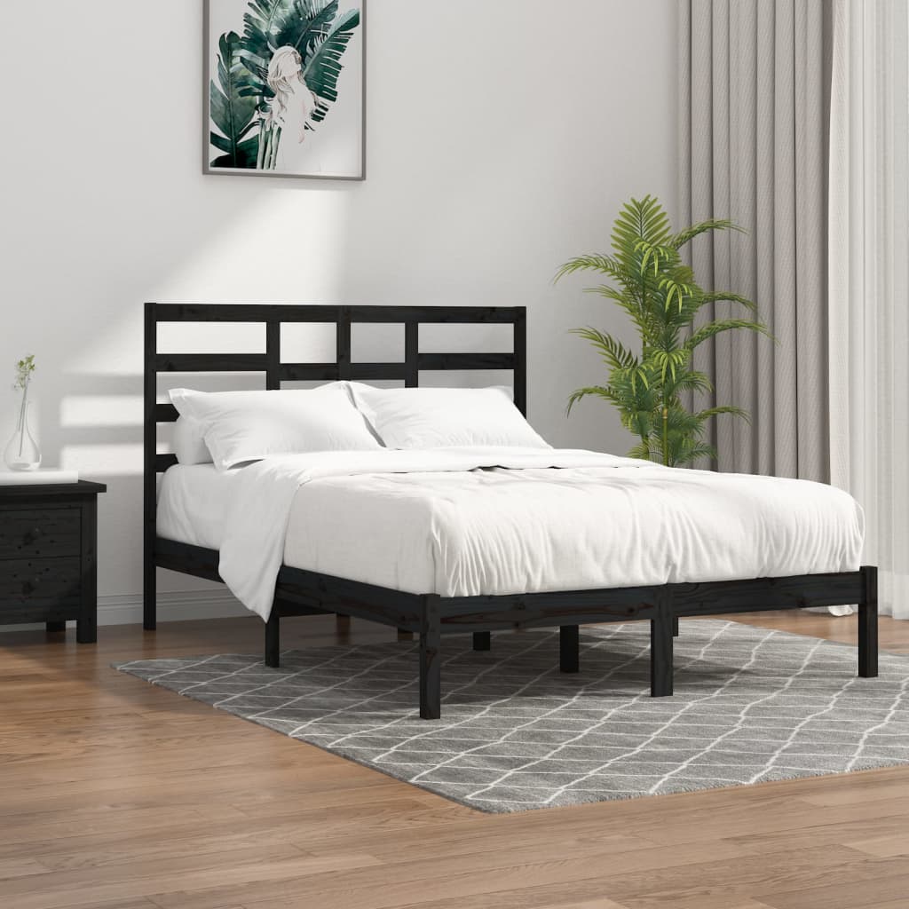 Sengeramme svart heltre 140x190 cm
