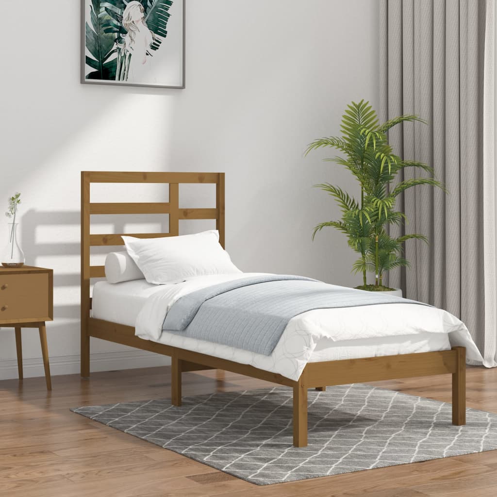 Sengeramme honningbrun heltre 100x200 cm