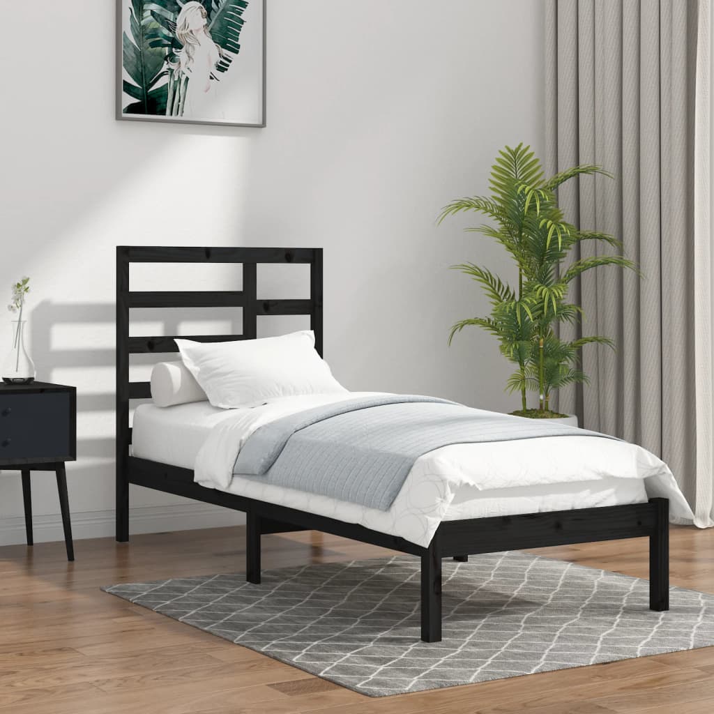 Sengeramme svart heltre 100x200 cm