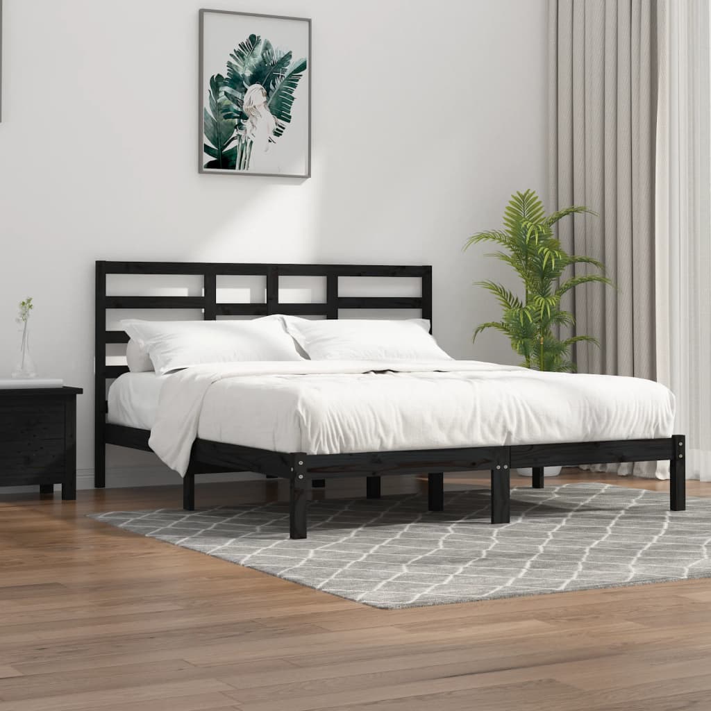 Sengeramme svart heltre200x200 cm