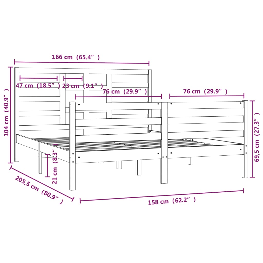 Sengeramme hvit heltre160x200 cm