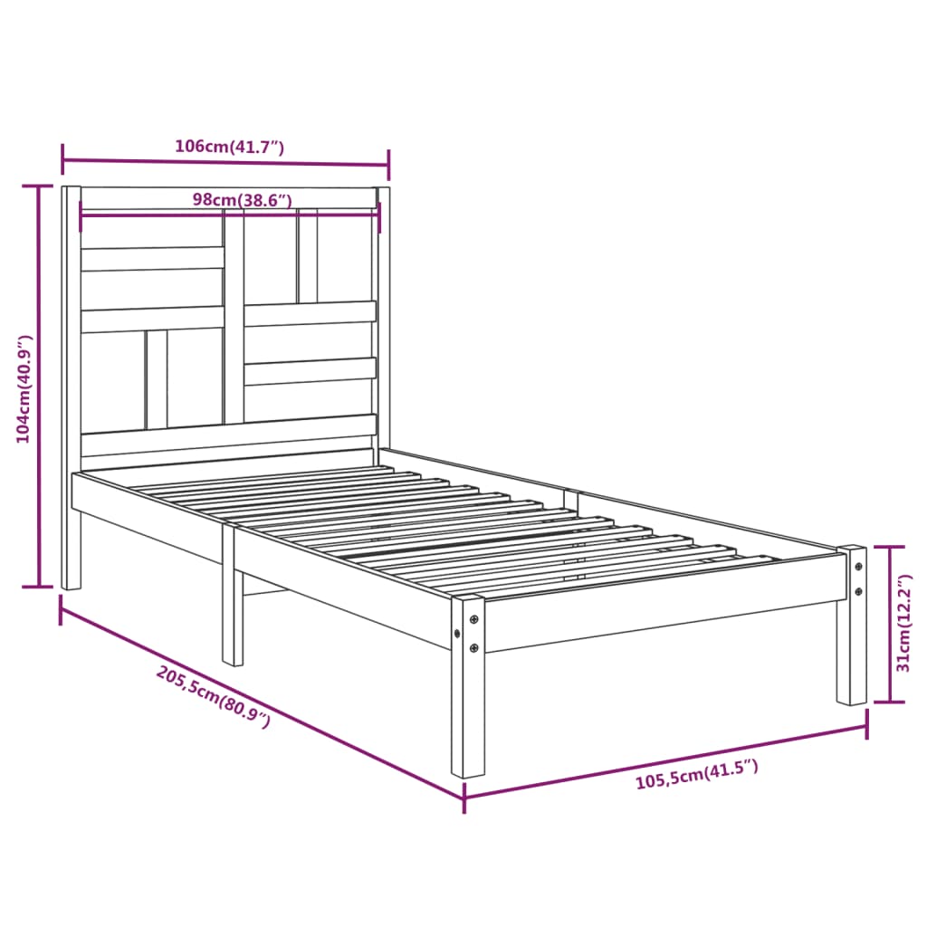 Sengeramme heltre furu 100x200 cm