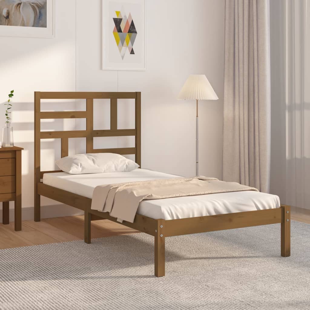 Sengeramme honningbrun heltre 100x200 cm