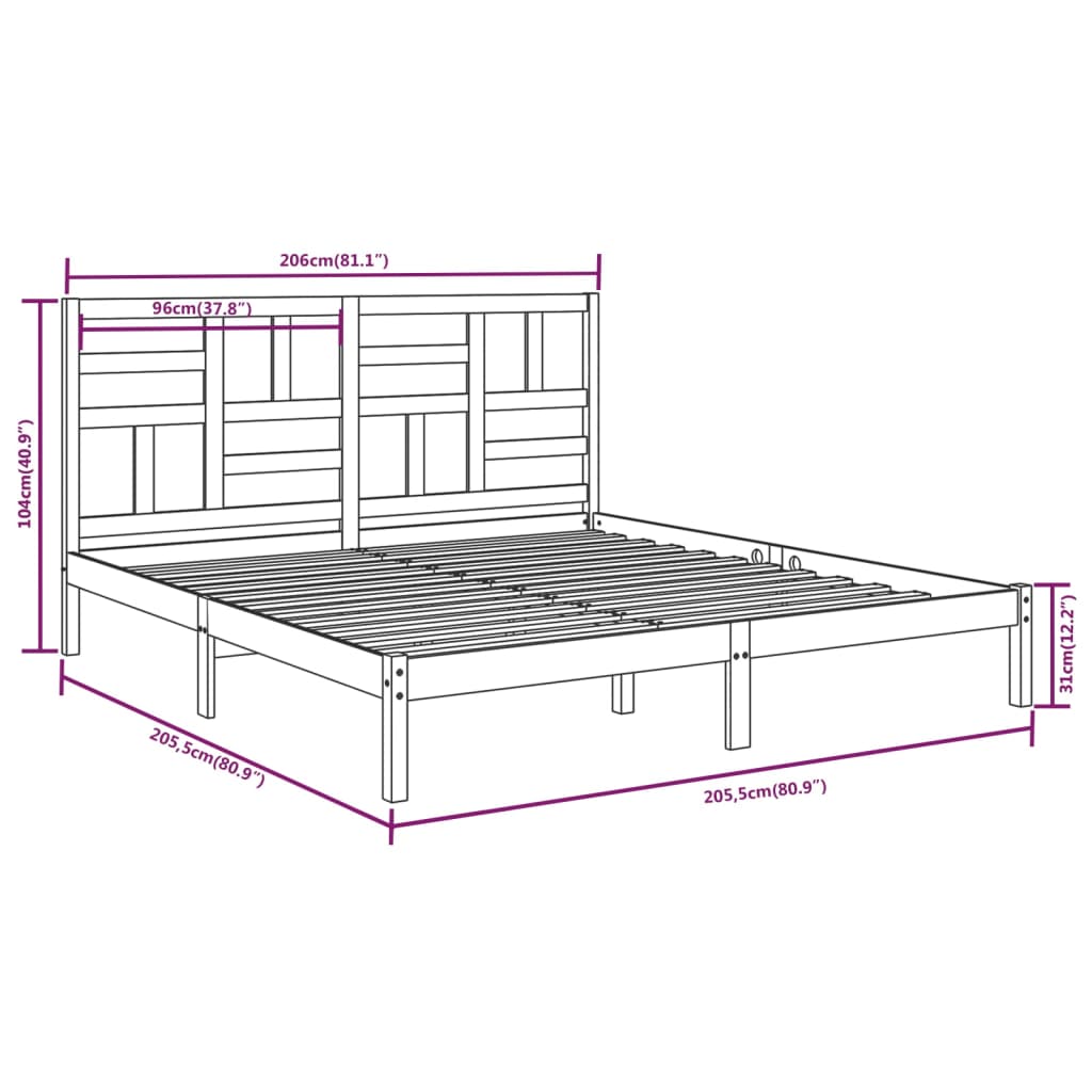 Sengeramme hvit heltre200x200 cm