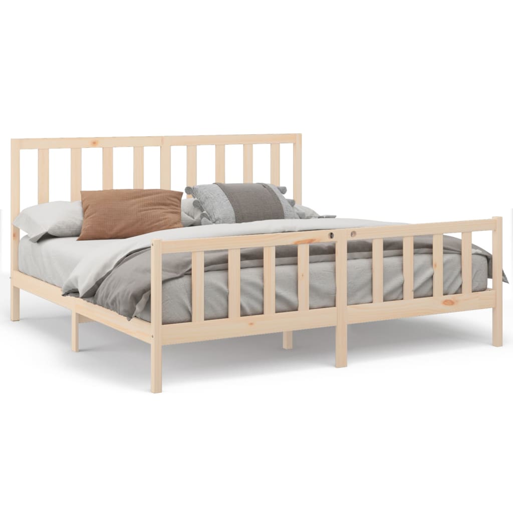 Sengeramme med madrass 200x200 cm heltre furu