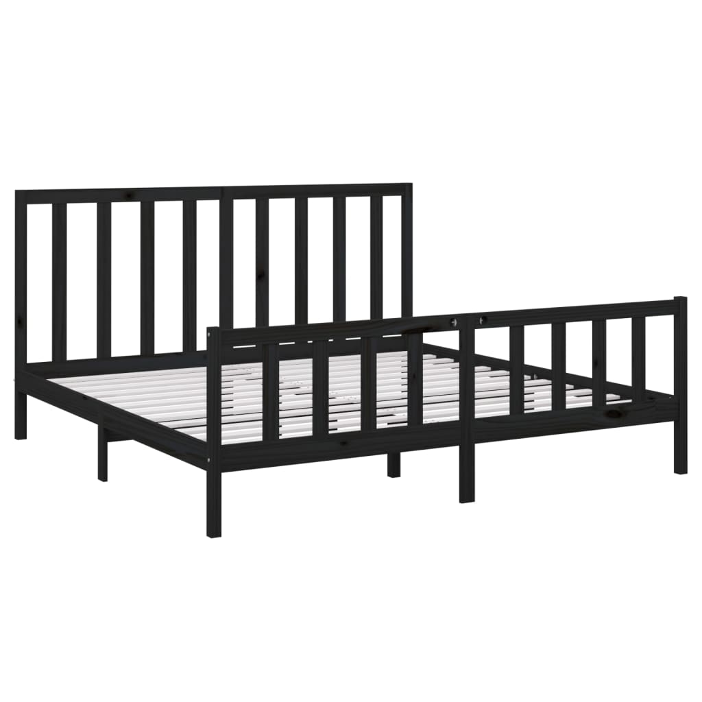 Sengeramme svart heltre furu 200x200 cm