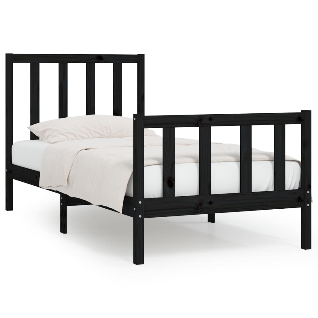 Sengeramme svart heltre 100x200 cm