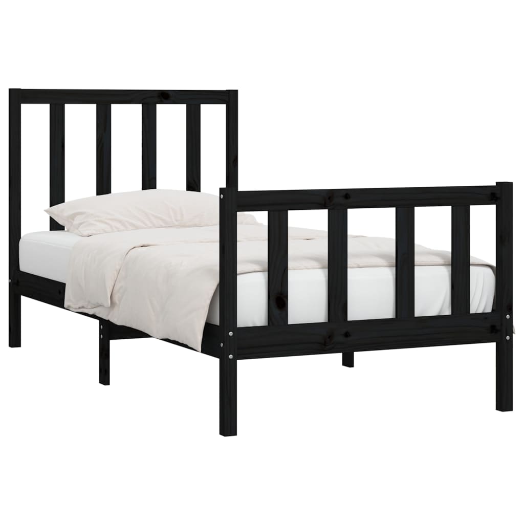 Sengeramme svart heltre 100x200 cm