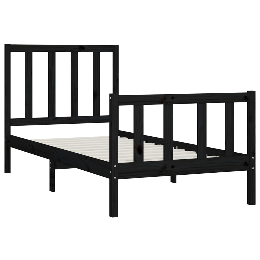Sengeramme svart heltre 100x200 cm