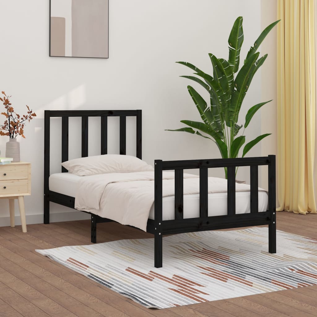 Sengeramme svart heltre 100x200 cm