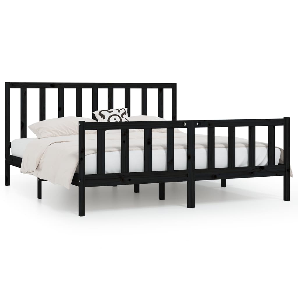 Sengeramme svart heltre 200x200 cm