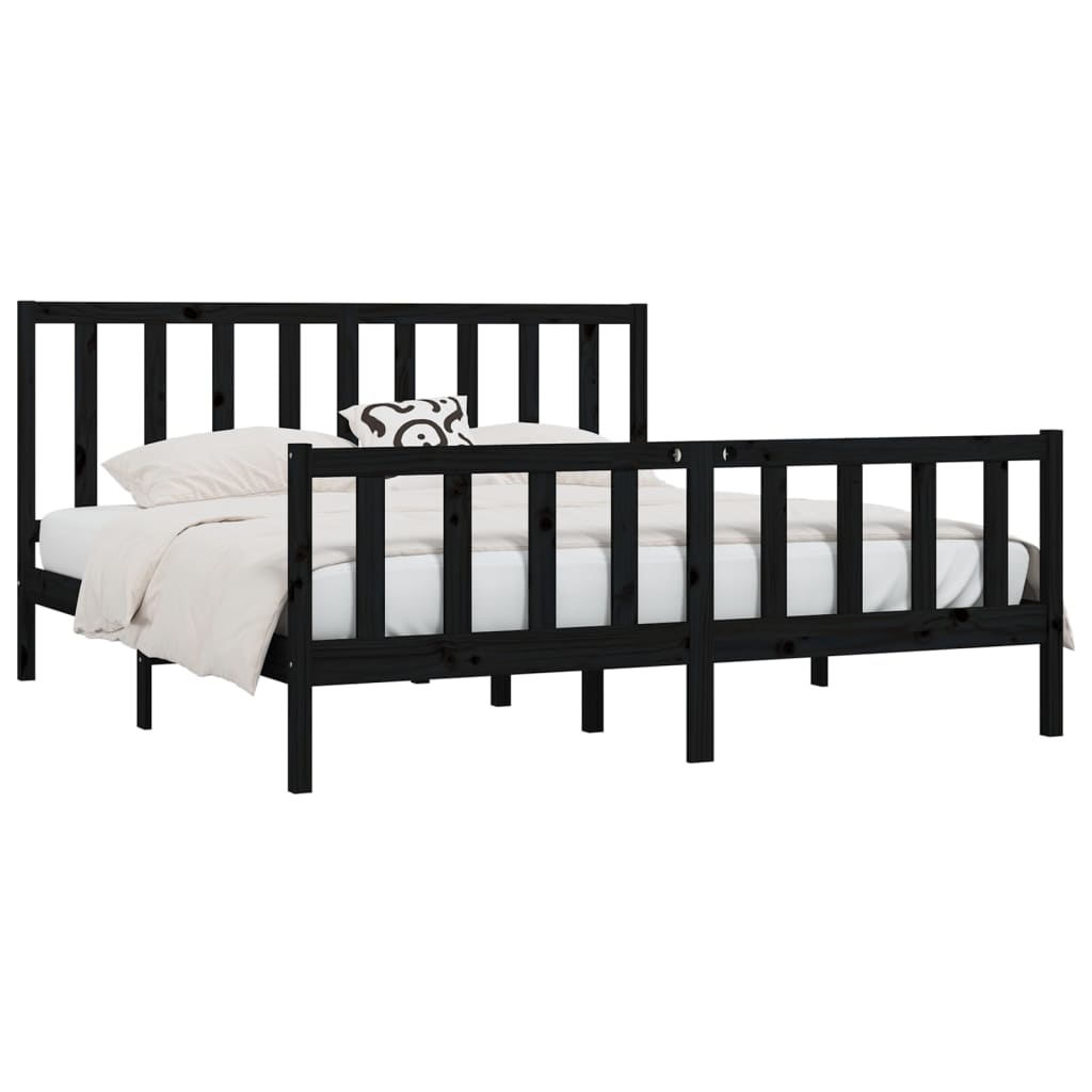 Sengeramme svart heltre 200x200 cm