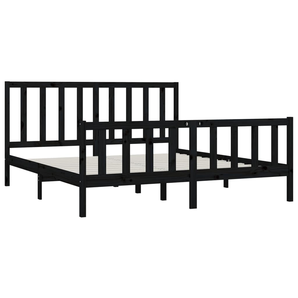 Sengeramme svart heltre 200x200 cm