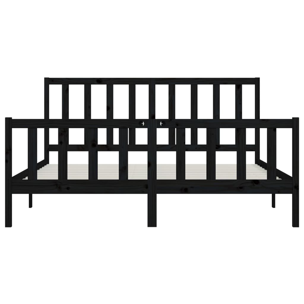 Sengeramme svart heltre 200x200 cm