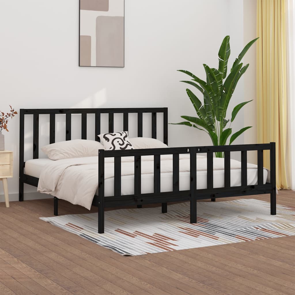 Sengeramme svart heltre 200x200 cm