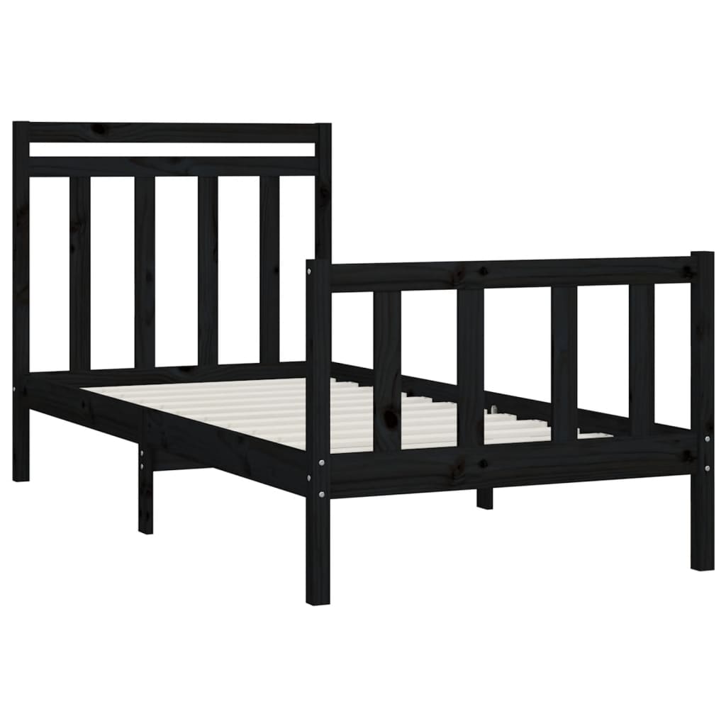 Sengeramme svart heltre furu 100x200 cm