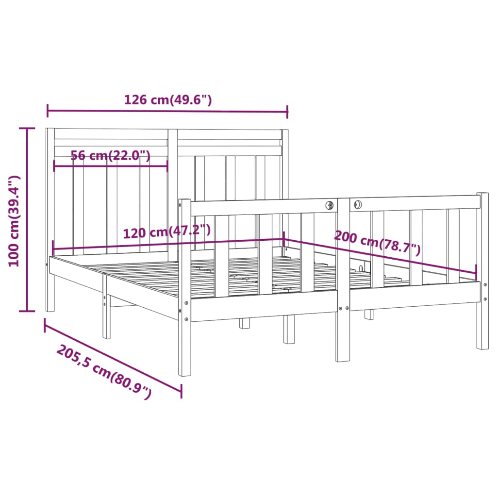 Sengeramme heltre furu 120x200 cm