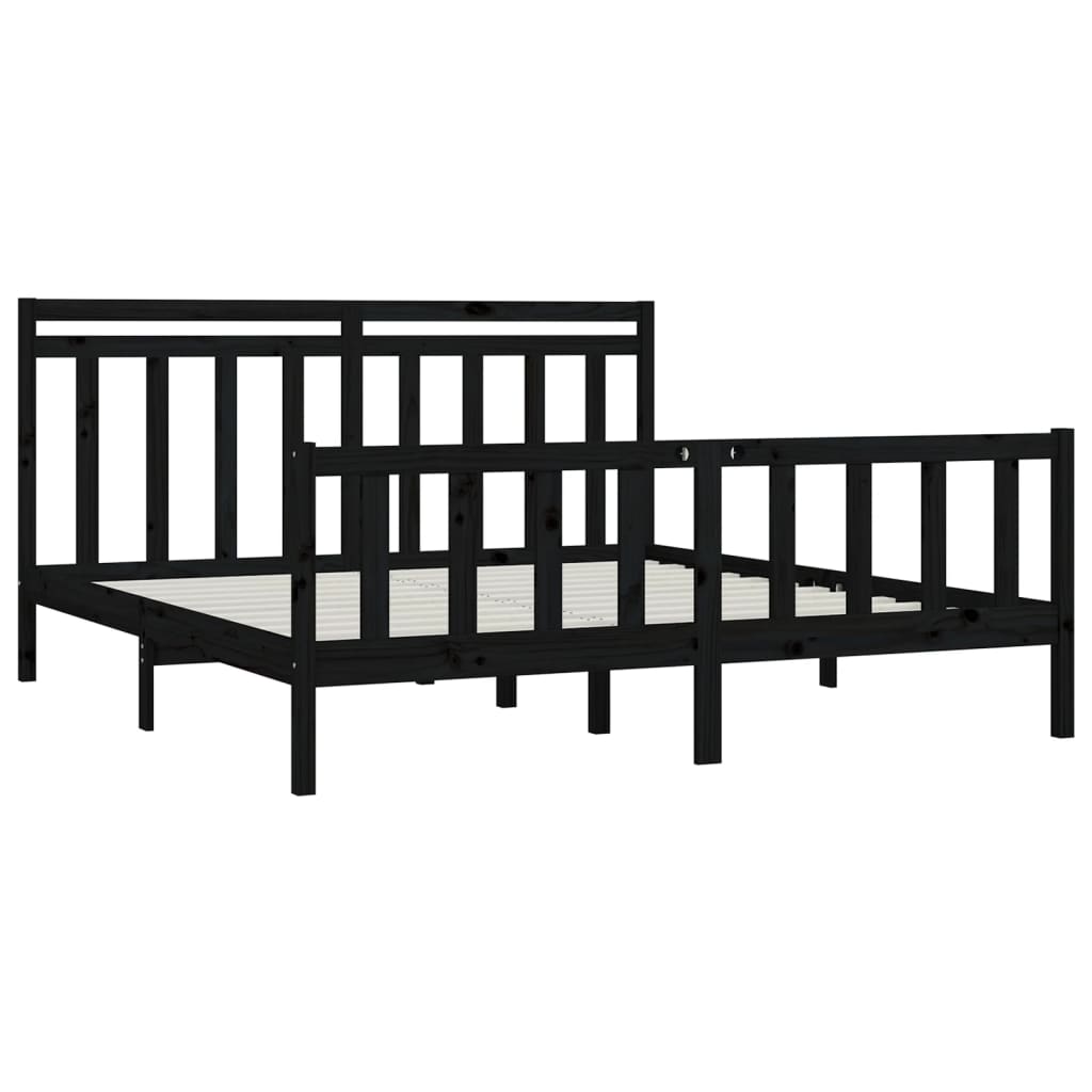 Sengeramme svart heltre furu 200x200 cm