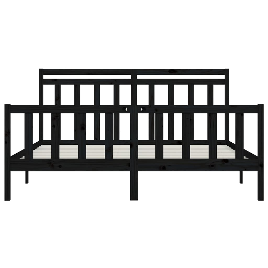 Sengeramme svart heltre furu 200x200 cm