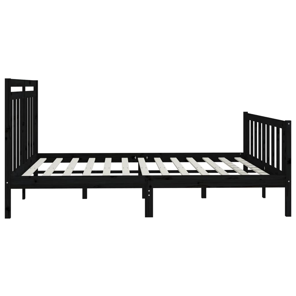 Sengeramme svart heltre furu 200x200 cm