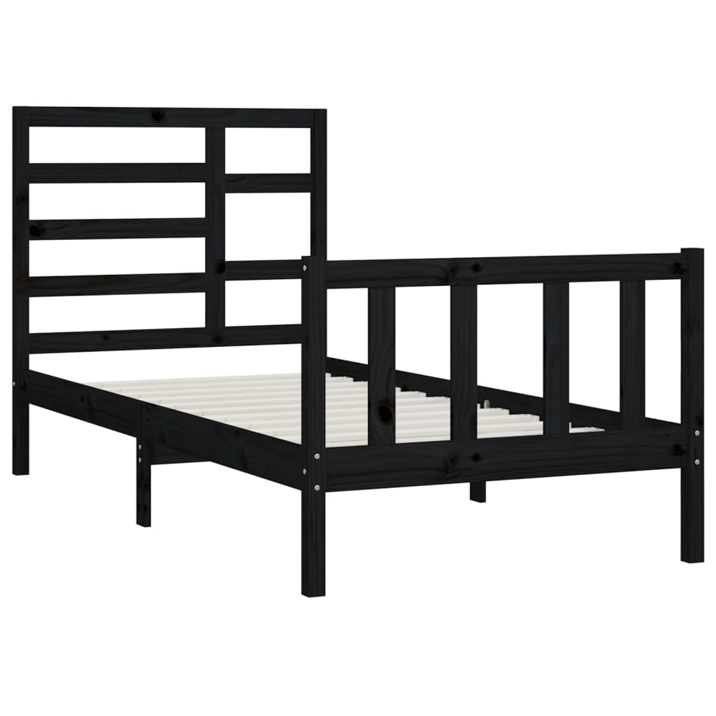 Sengeramme svart heltre furu 100x200 cm
