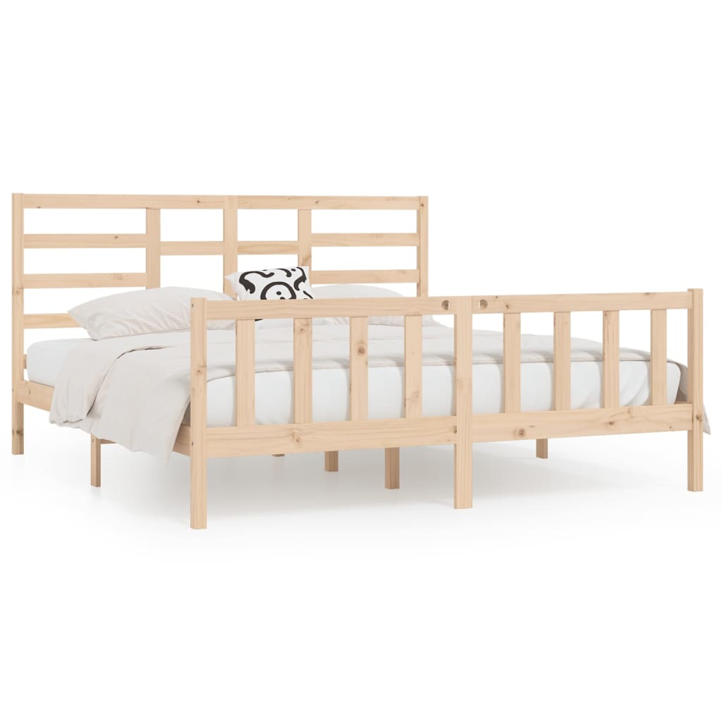 Sengeramme med madrass 200x200 cm heltre furu