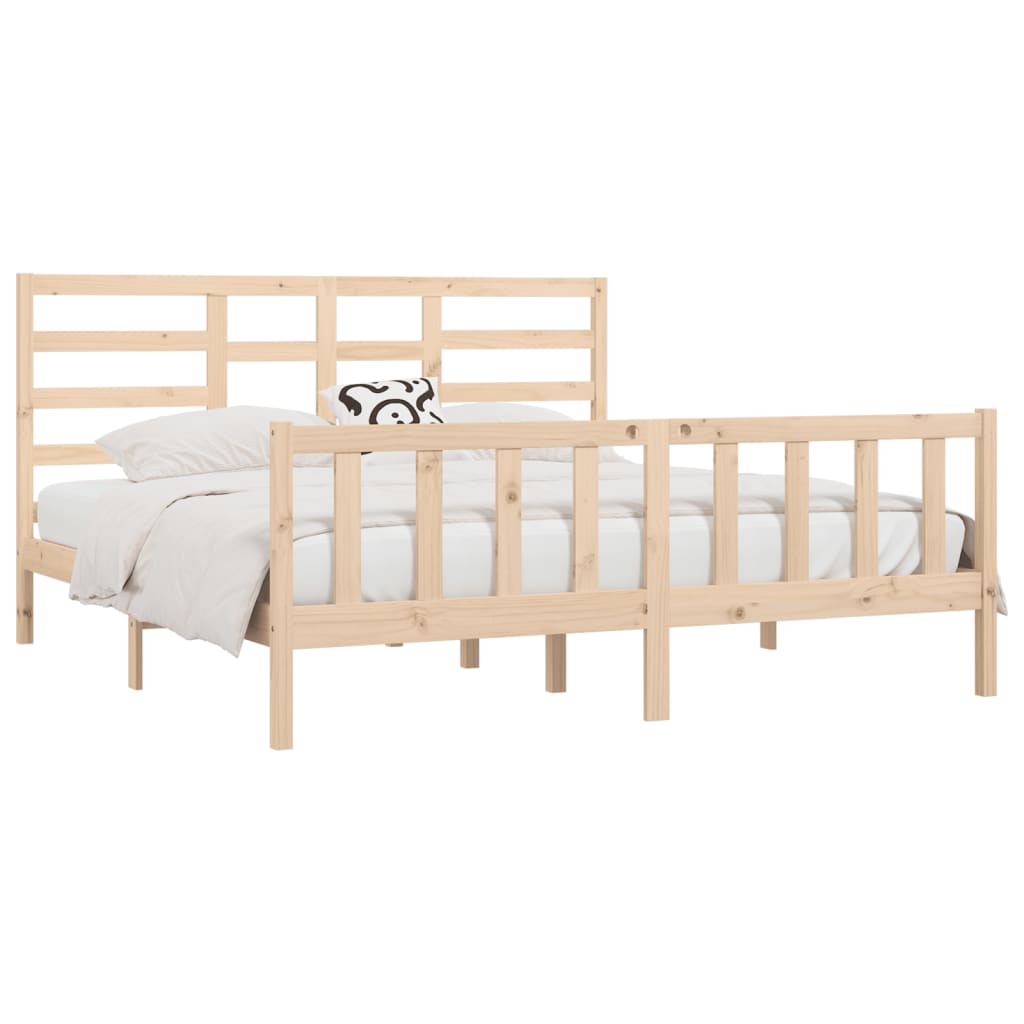 Sengeramme med madrass 200x200 cm heltre furu