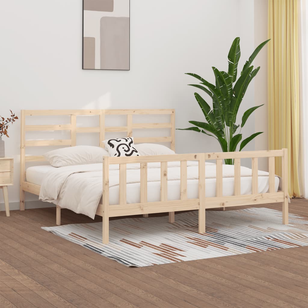Sengeramme med madrass 200x200 cm heltre furu