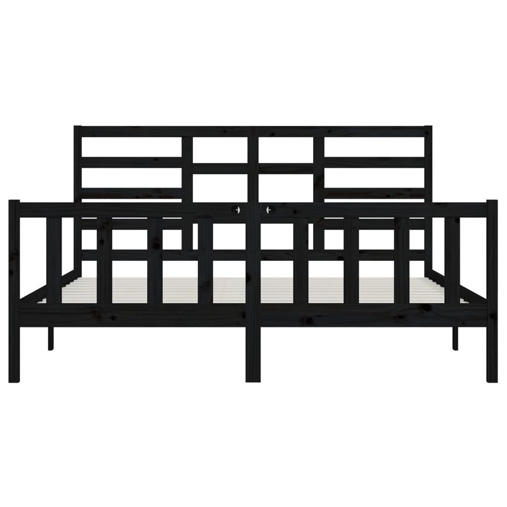 Sengeramme svart heltre furu 200x200 cm