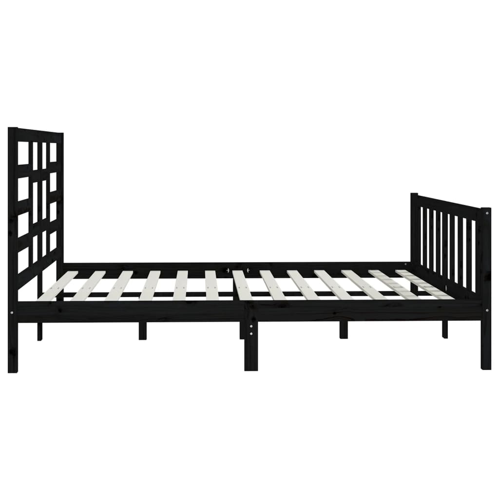 Sengeramme svart heltre furu 200x200 cm