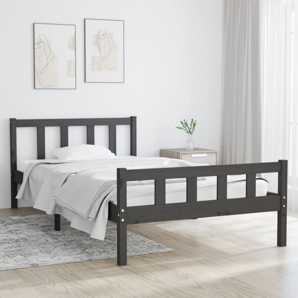 Sengeramme grå heltre furu 100x200 cm