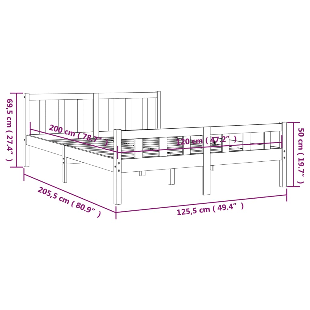Sengeramme honningbrun heltre 120x200 cm
