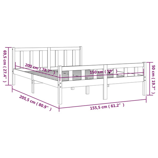 Sengeramme hvit heltre 150x200 cm King Size