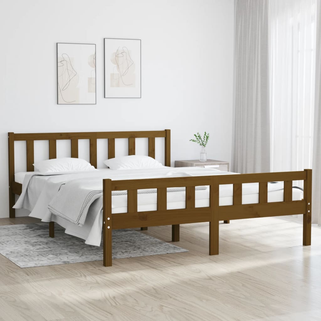 Sengeramme honningbrun heltre 150x200 cm King Size