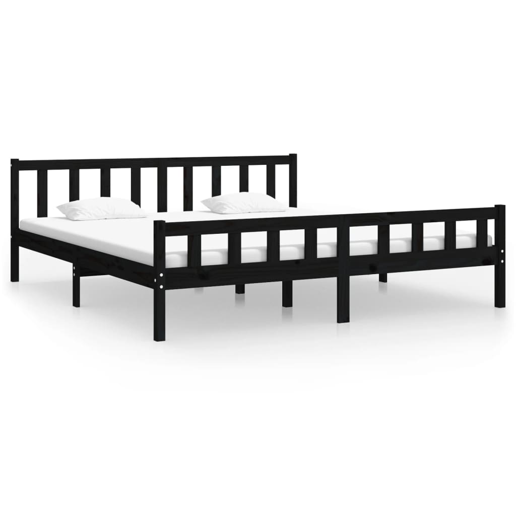 Sengeramme svart heltre 160x200 cm