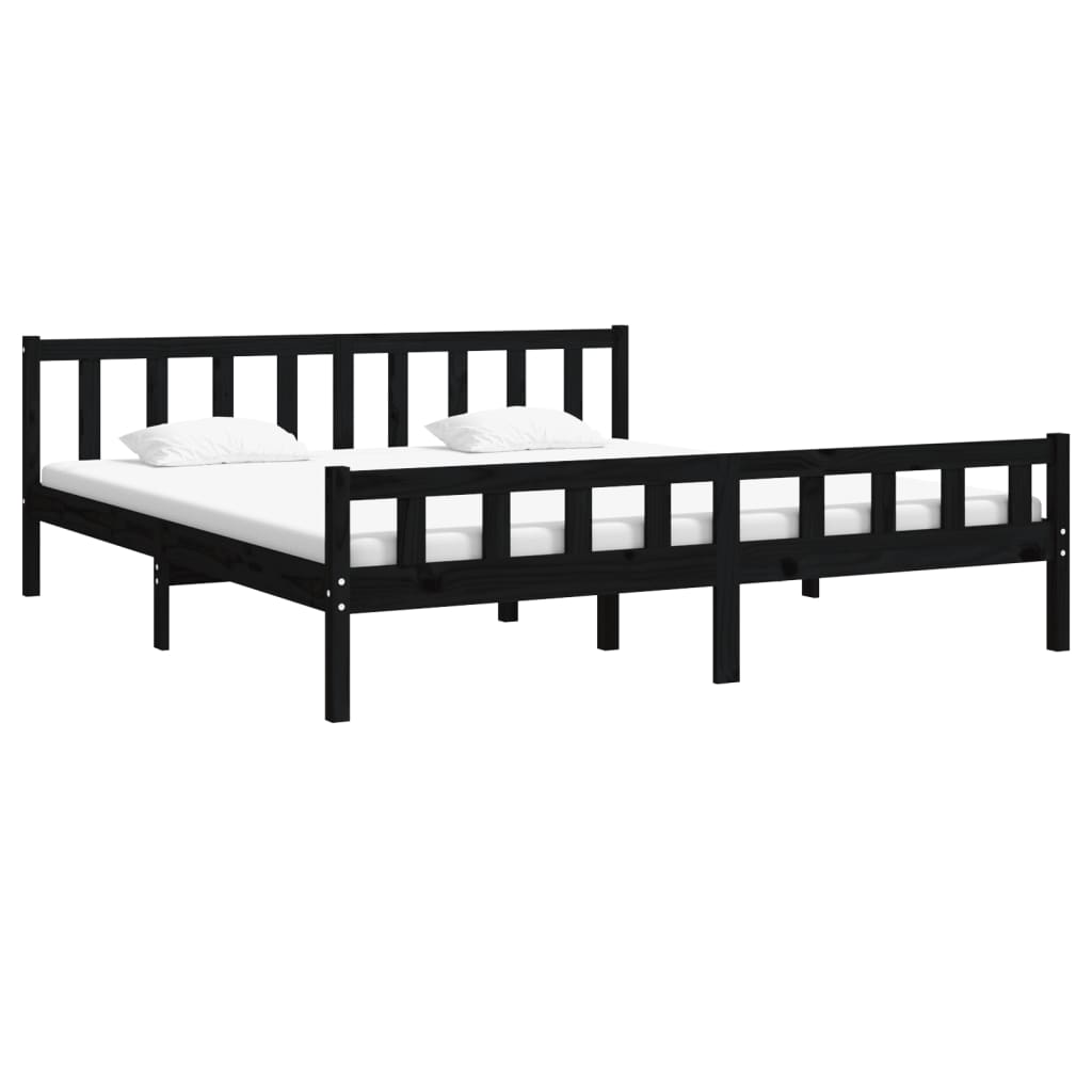 Sengeramme svart heltre 160x200 cm
