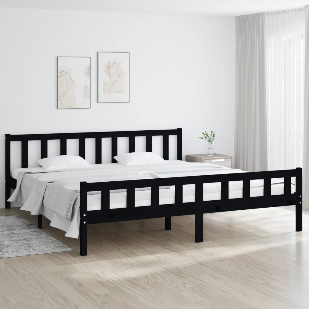Sengeramme svart heltre 160x200 cm