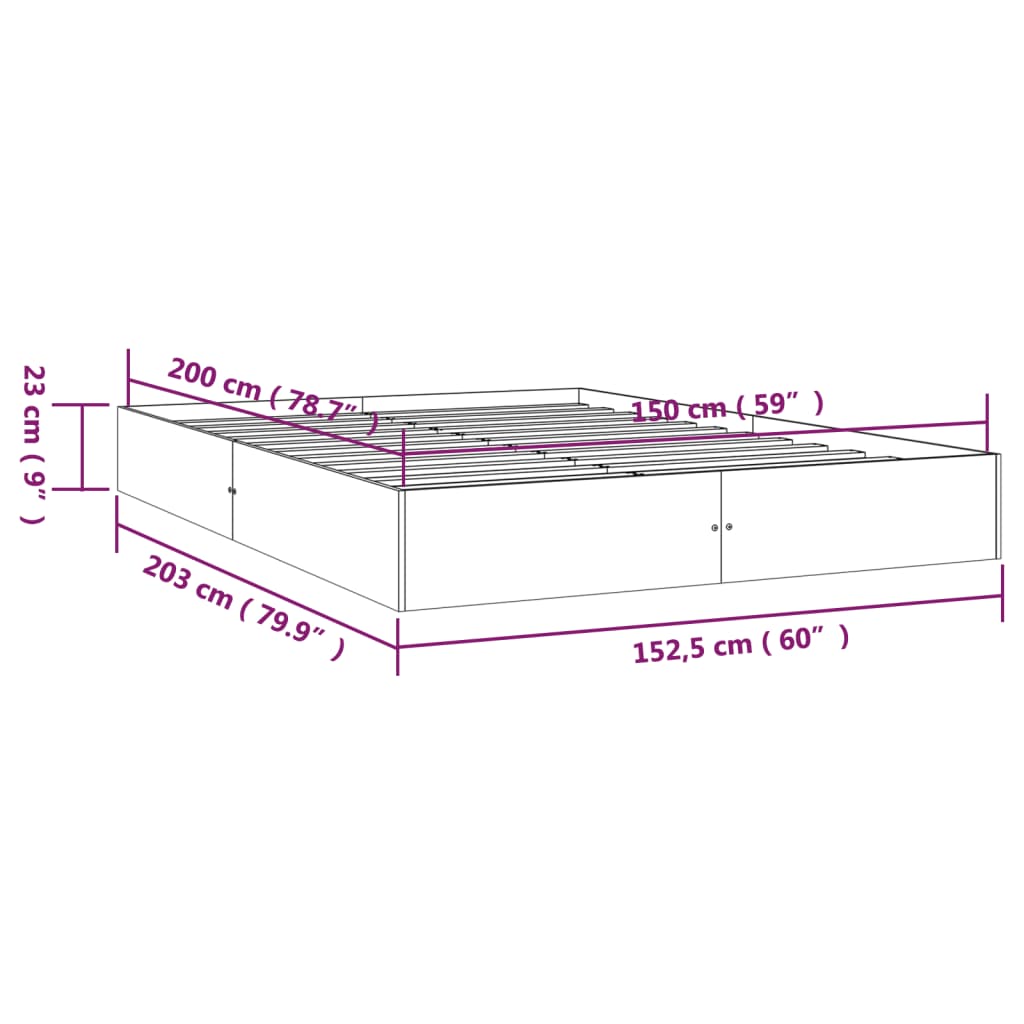 Sengeramme hvit heltre 150x200 cm King Size