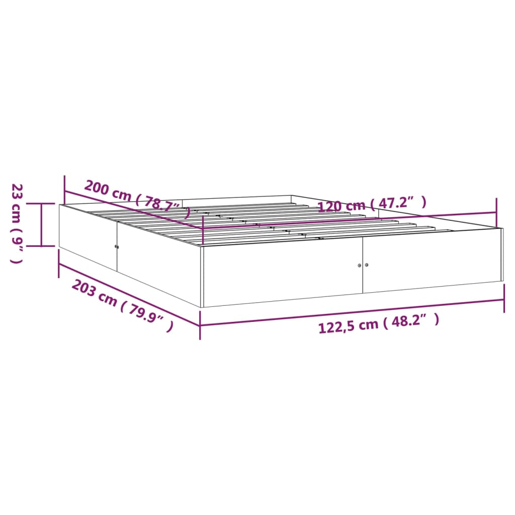 Sengeramme hvit heltre 120x200 cm