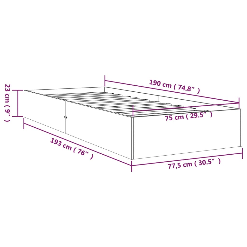 Sengeramme hvit heltre 75x190 cm Small Single