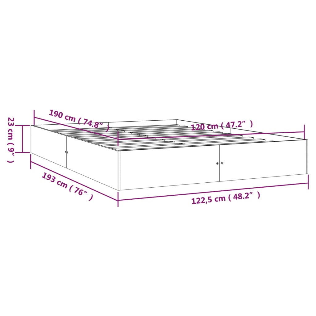 Sengeramme svart heltre 120x190 cm Small Double