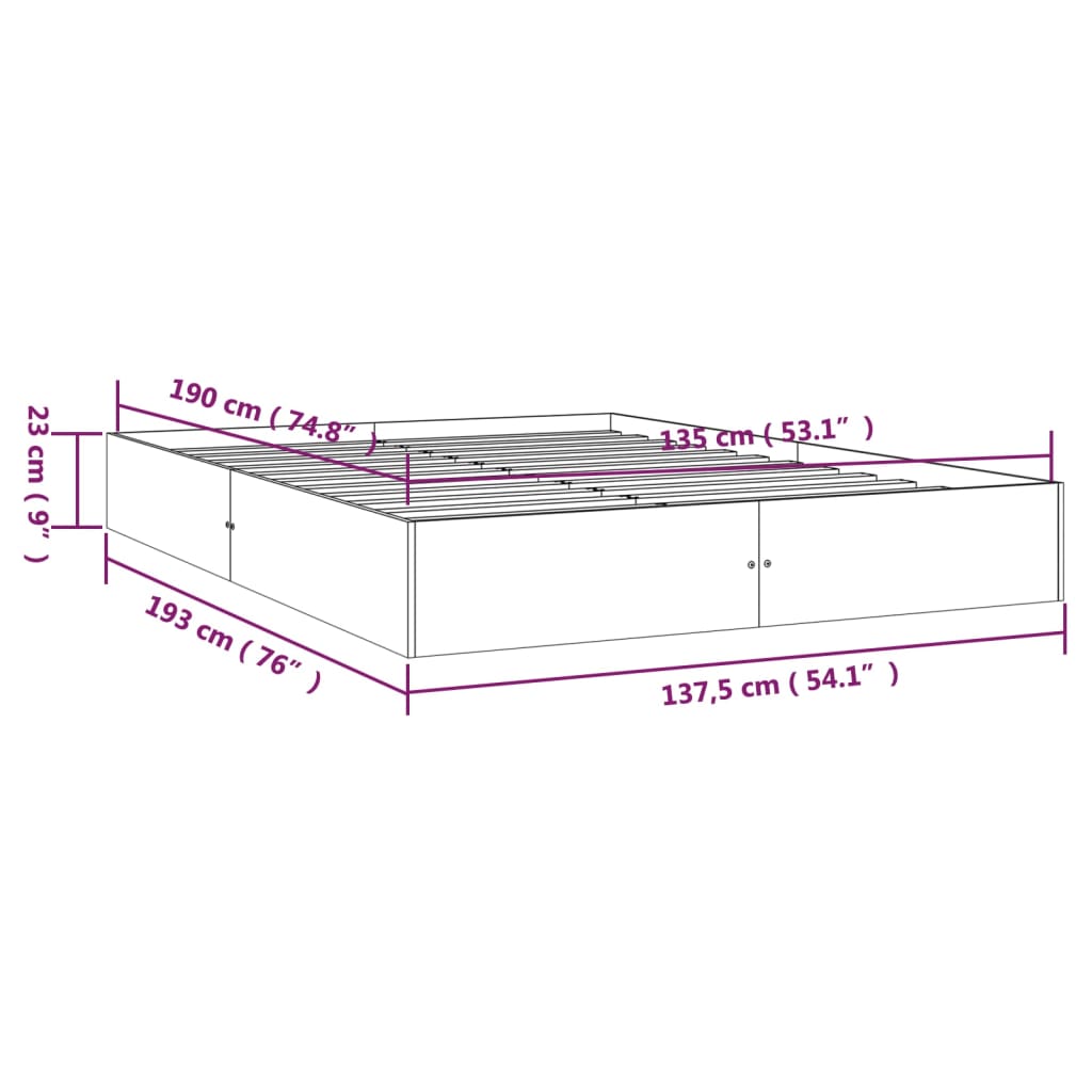 Sengeramme hvit heltre 135x190 cm Double
