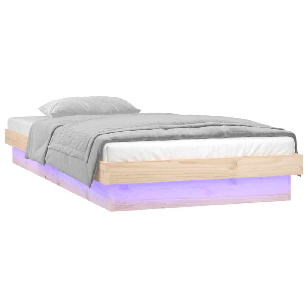 Sengeramme med LED 90x200 cm heltre